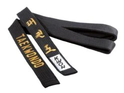 Taekwondo Gürtel Schwarz, 4 Cm Mit Bestickung